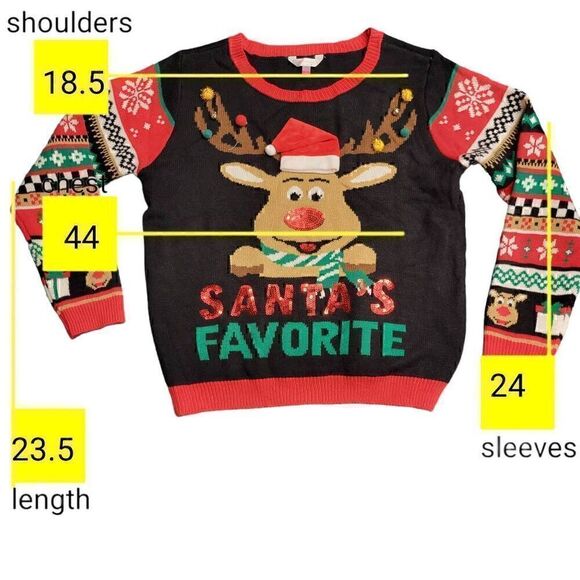 Ugly Christmas Sweater Party Contest Winner Reindeer Sequins Jingle Bells - Picture 4 of 11